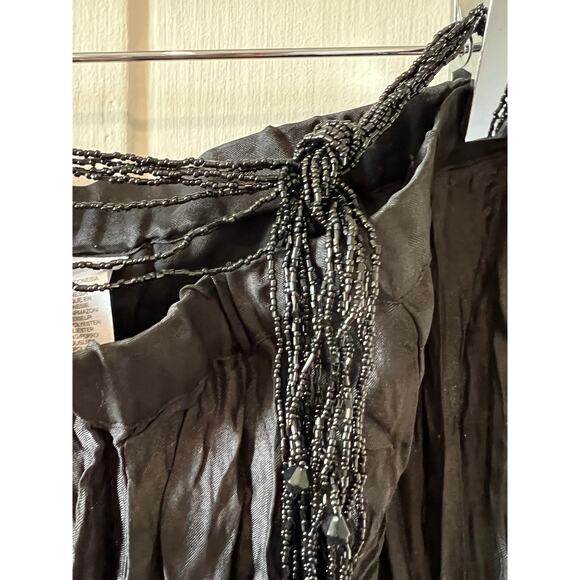 Y2K Villager Liz Claiborne Gypsy Crinkle Maxi Skirt Black 16 - Picture 4 of 8